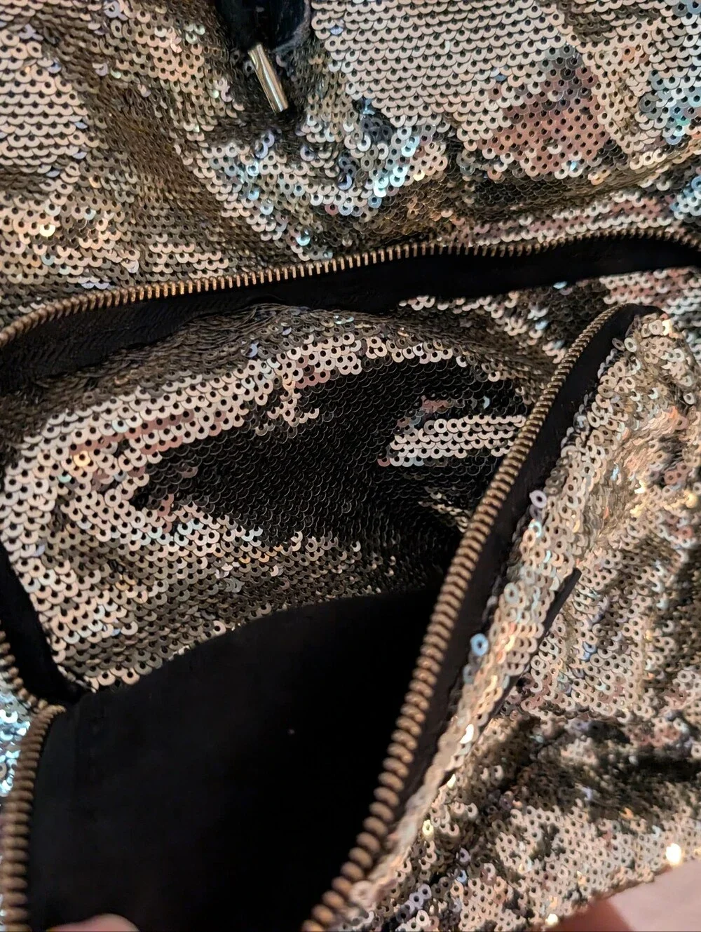 Victoria's Secret PINK Reversible Gold Sequin Campus Drawstring Backpack